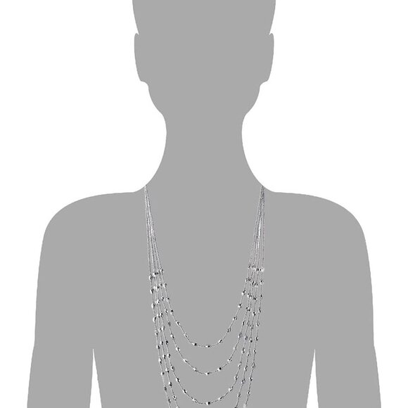 Champagne Gold Oval Beads Statement Necklace Multi-Strand Long Chains with Cryst - Picture 3 of 6